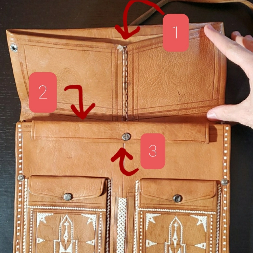 Vintage handmade leather bag - Morocco - Picture 4 of 6